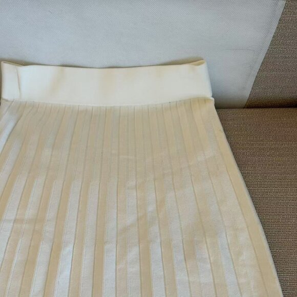 BEST Sezane Leonine Knit Midi Skirt Small Ecru Ivory Off White French Stretchy - Picture 7 of 11